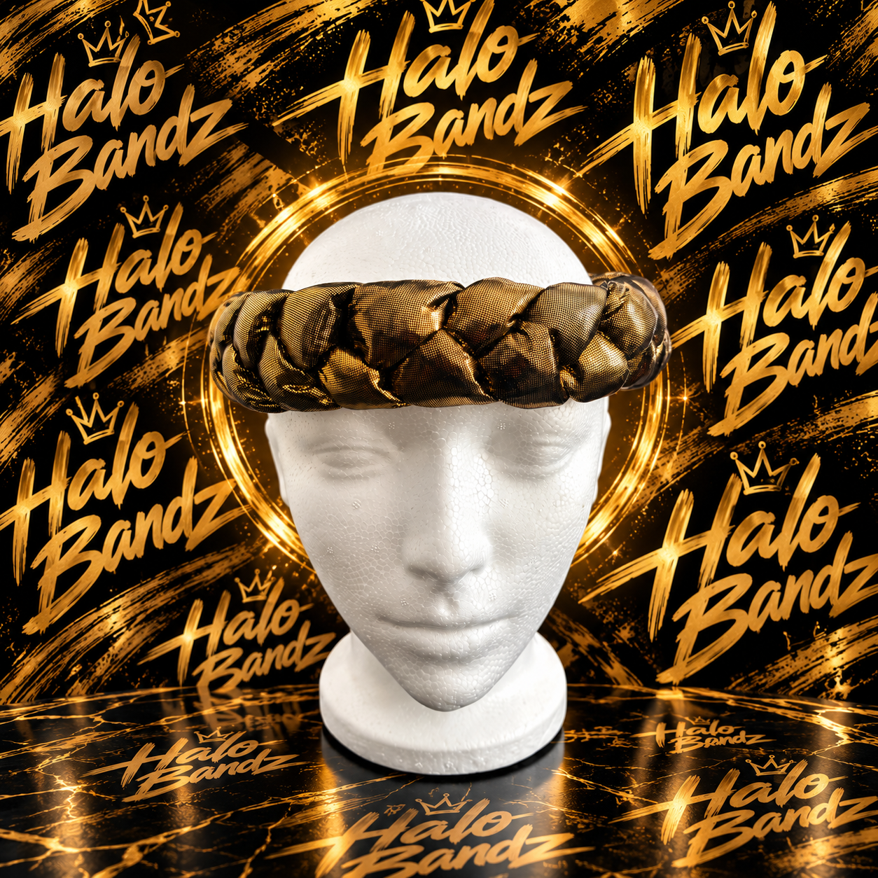 Gold and black braided Halo Bandz headband