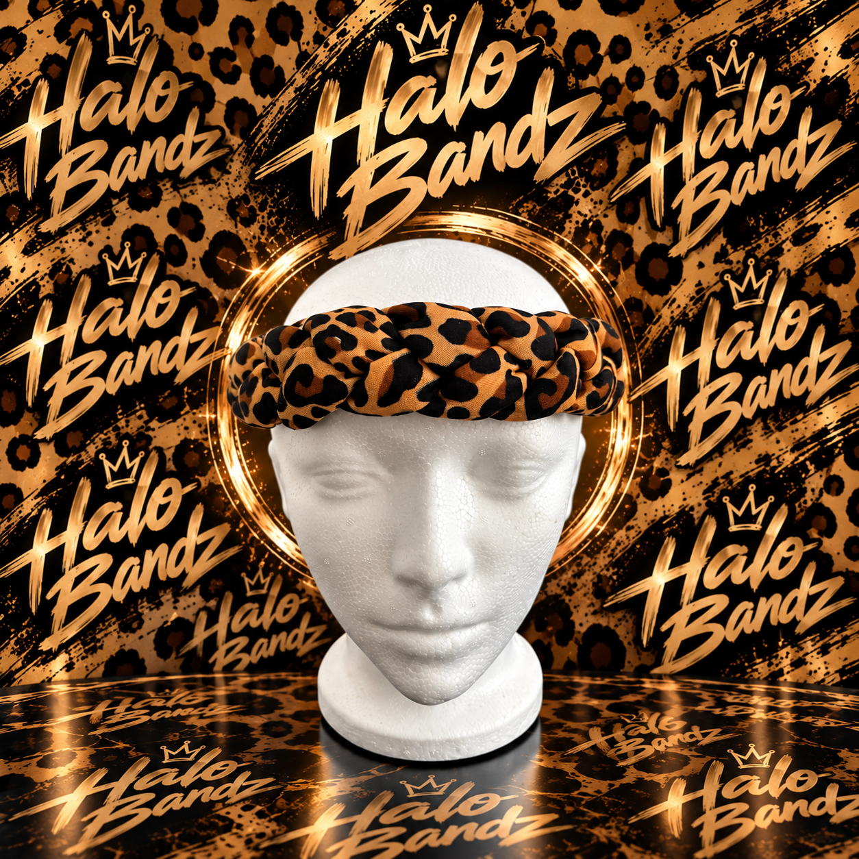 Leopard print braided Halo Bandz headband