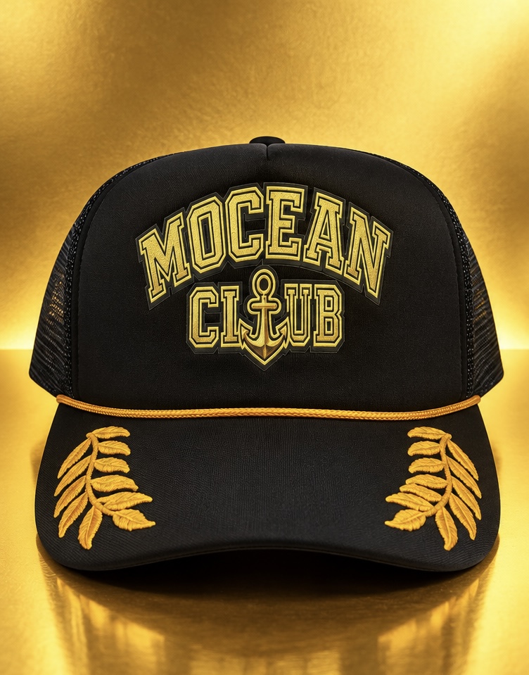 Black and gold Mocean Club rope hat