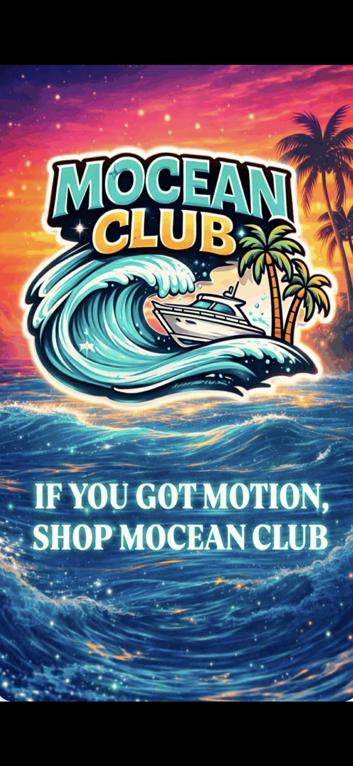 Mocean Club wave and yacht artwork