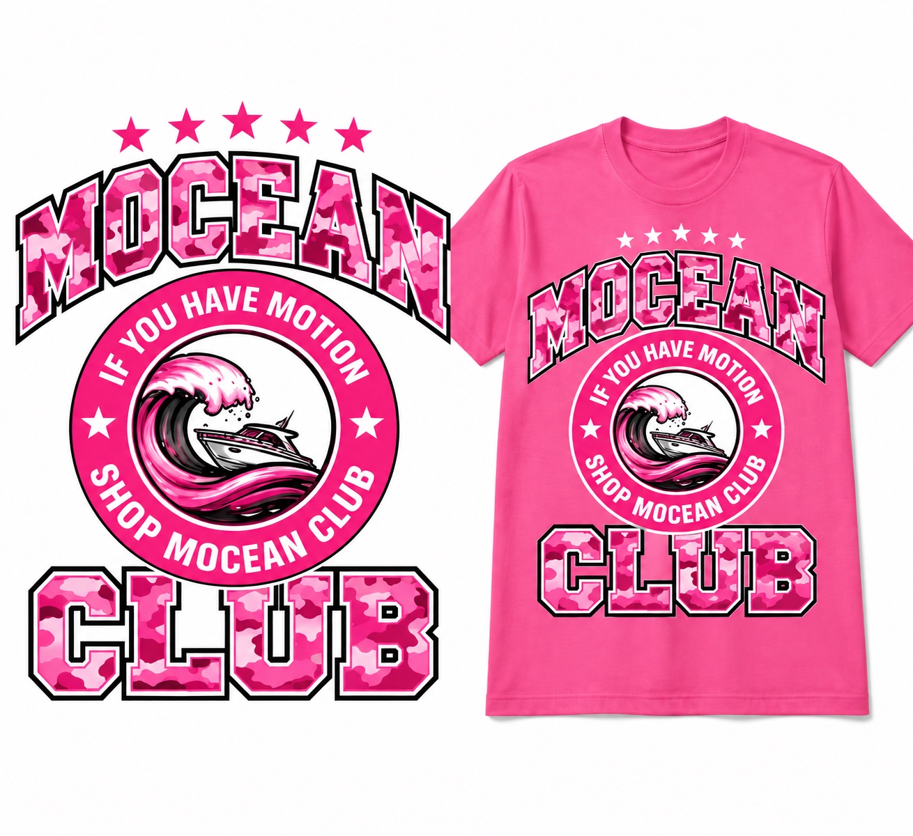 Pink Mocean Club motion graphic T-shirt