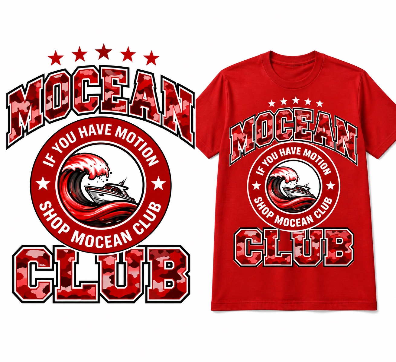 Red Mocean Club motion graphic T-shirt